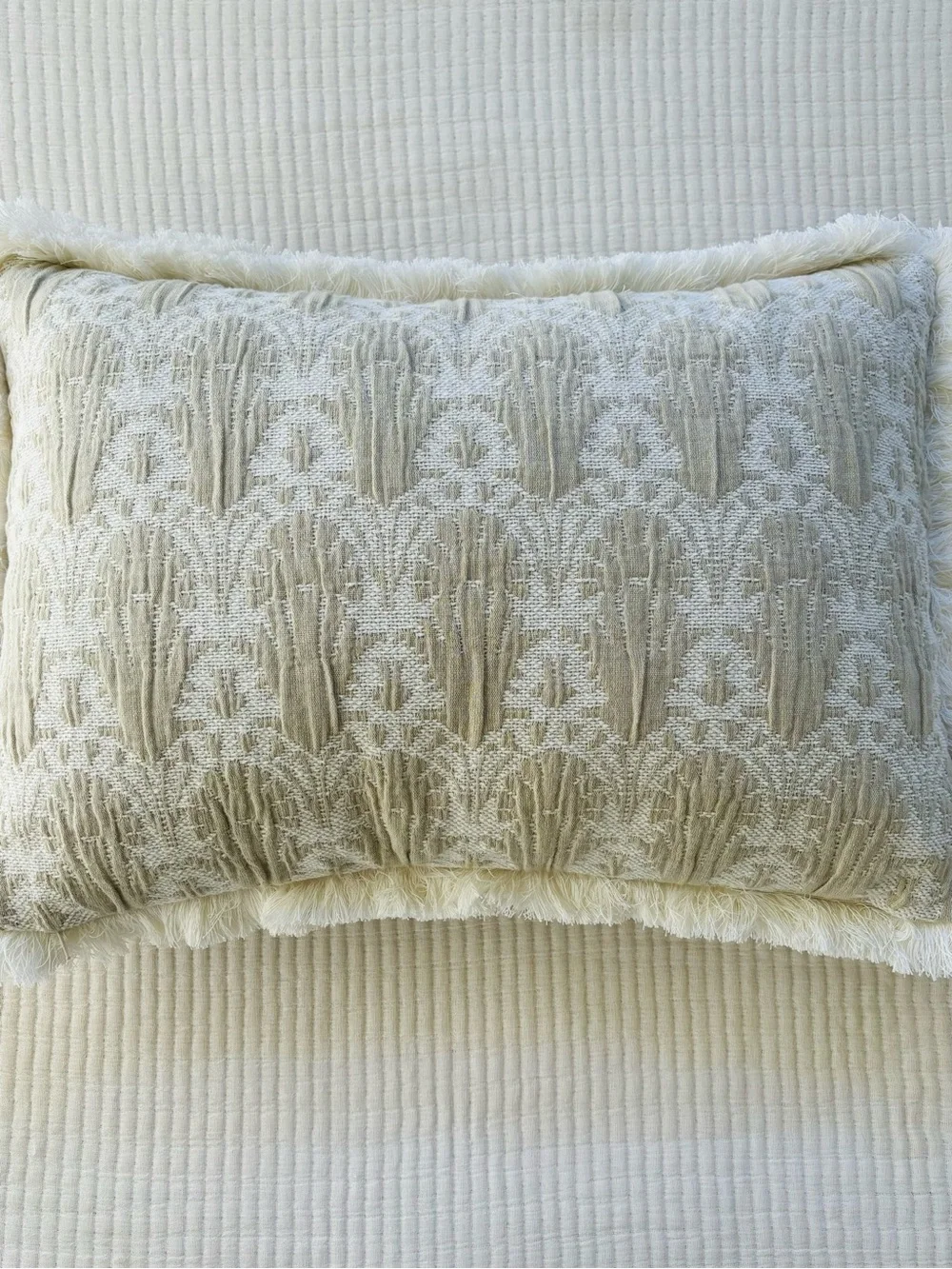 Threshold x Studio McGee Lumbar Woven Shell Block Fringe Pillow Natural NWT